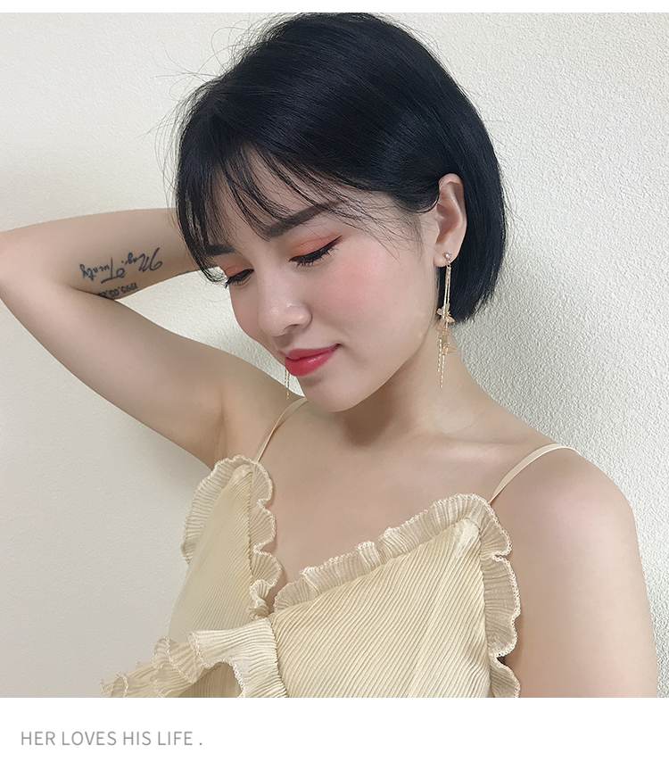 Khuyên Tai Dáng Dài Hình Bướm Mạ Bạc 925 Phong Cách Hàn Quốc