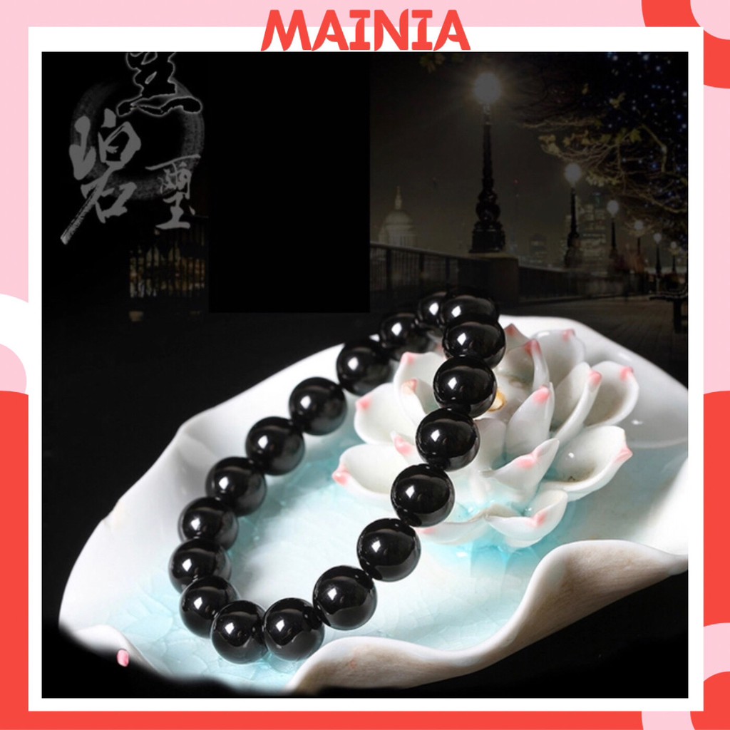 Chuỗi Vòng Tay Nhựa Màu Đen Phong Thuỷ Sáng Bóng Mainia Shop