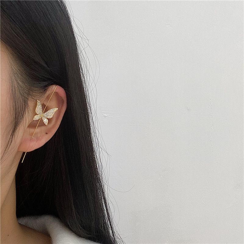 Bông tai móc vành hình bướm đính đá
