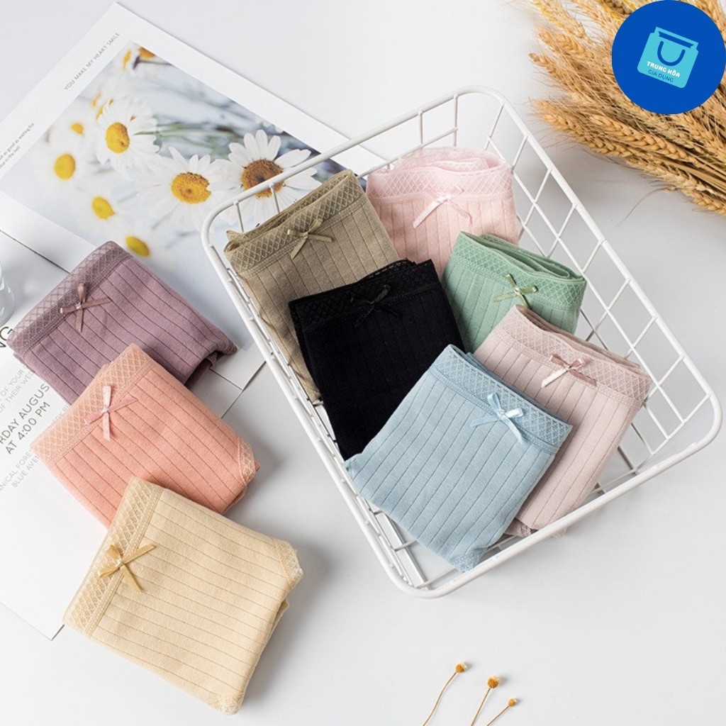 【093】Nội Y, Quần Lót Nữ Cotton Y Tế Kháng Khuẩn Phối Nơ Ren #Quần Sịp Nữ #Quần Chíp Nữ