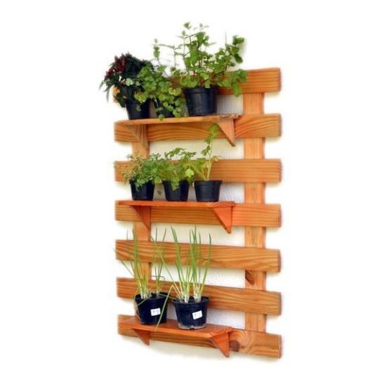 Kệ treo tường kệ trang trí trong nhà ngoài trời ban công giá đựng cây cảnh bằng gỗ thông  60x80cm
