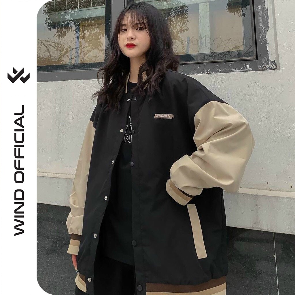 Áo khoác dù bomber Wind unisex form rộng Wanstop bóng chày oversize ulzzang