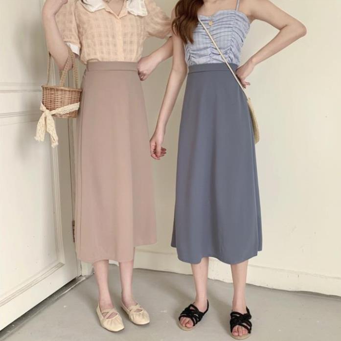 Yena Chân Váy Midi Chữ A Lưng Cao Màu Trơn Hợp Thời Trang | BigBuy360 - bigbuy360.vn