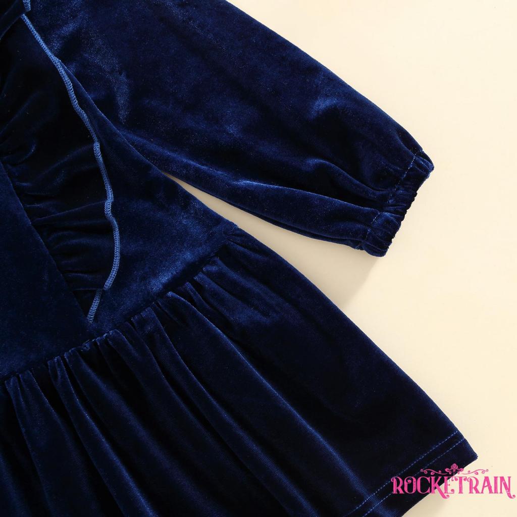 ❉Aq♥Đầm Nhung DàI Tay MàU SắC Đơn GiảN Cho Bé