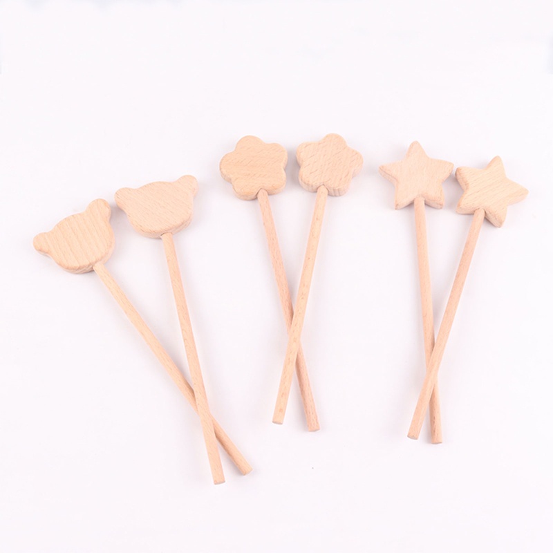 Đồ Chơi Gặm Nướu Bằng Gỗ Hình Gấu / Hoa / Ngôi Sao Dễ Thương Dùng Trang Trí