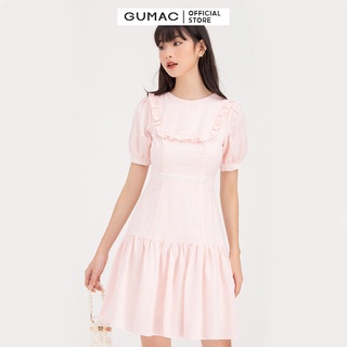 Đầm nữ GUMAC thiết kế bèo ngực phối ren DB762