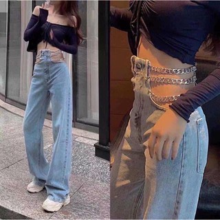 (HÀNG ORDER) QUẦN JEAN LƯNG CAO PHỐI DÂY XÍCH CÁ TÍNH QUYẾN RŨ CHO NỮ