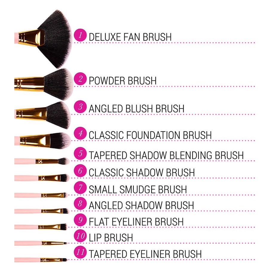 Bộ Cọ 11 Cây BH COSMETICS Dot Collection 11 Piece Brush Sets