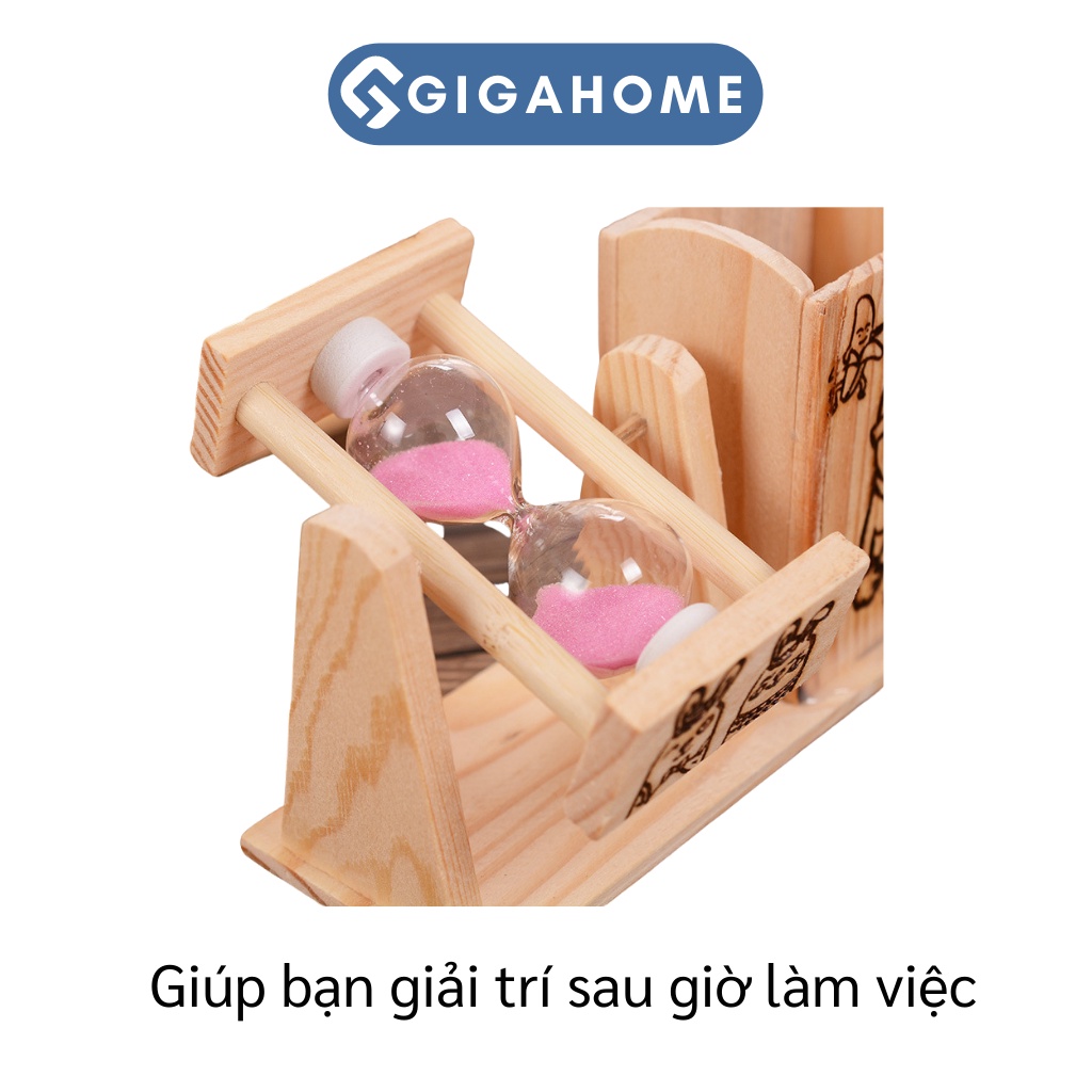 Đồng Hồ Cát Kèm Ống Đựng Bút Gỗ 1 Ngăn GIGAHOME Trang Trí Để Bàn 6244