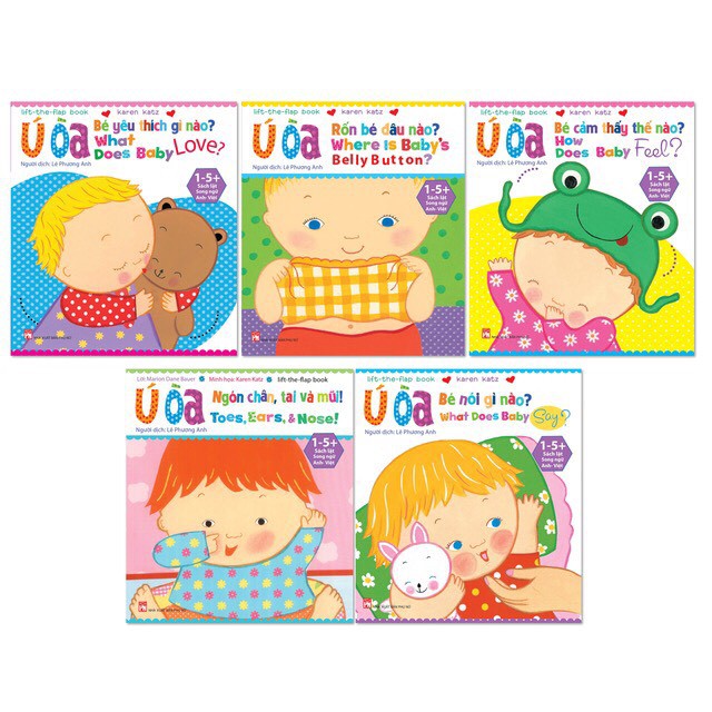 Sách - Lật giở Ú Òa song ngữ - trọn bộ 5 cuốn dành cho bé từ 1-5 tuổi - lift -the -flap book )