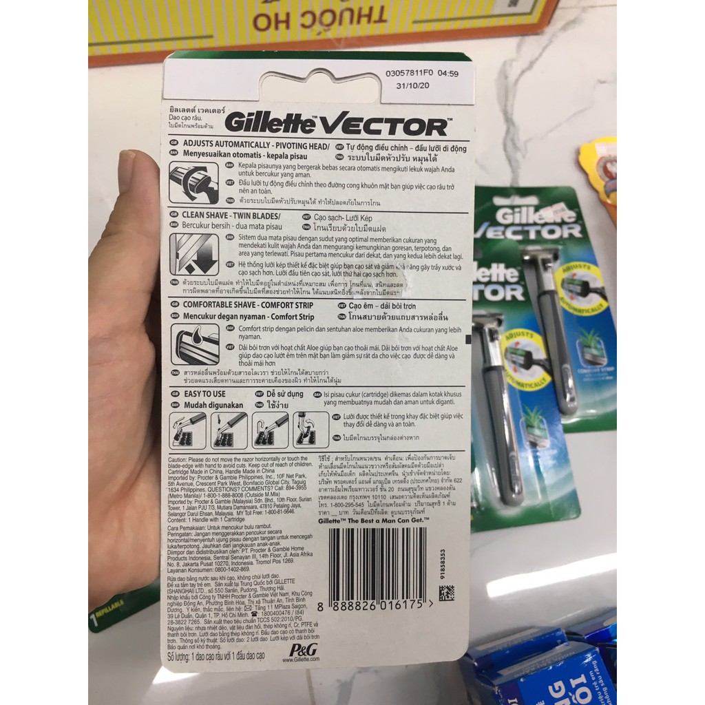 Dao cạo râu lưới kép Gillette Vector 1 dao cạo râu và 1 đầu dao cạo