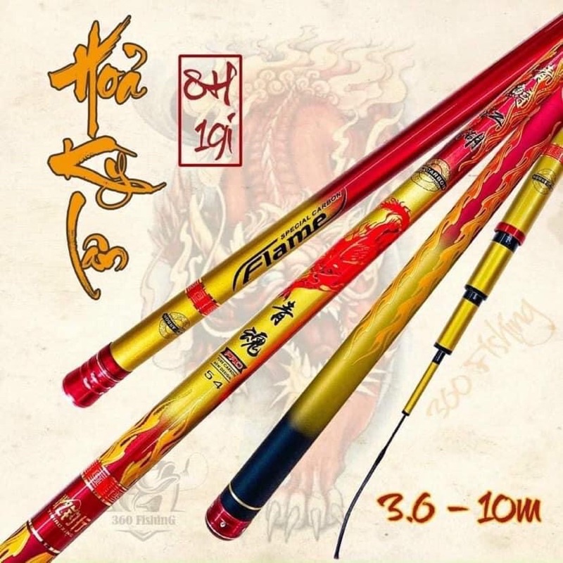 Cần cây tay Hoả Kỳ Lân 8H19i săn hàng tặng 1 ngọn zin