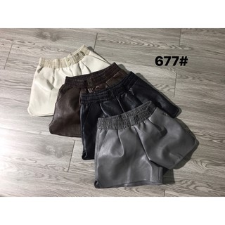 Quần Short Da 2 Cúc Mã 677 (cạp chun co giãn)