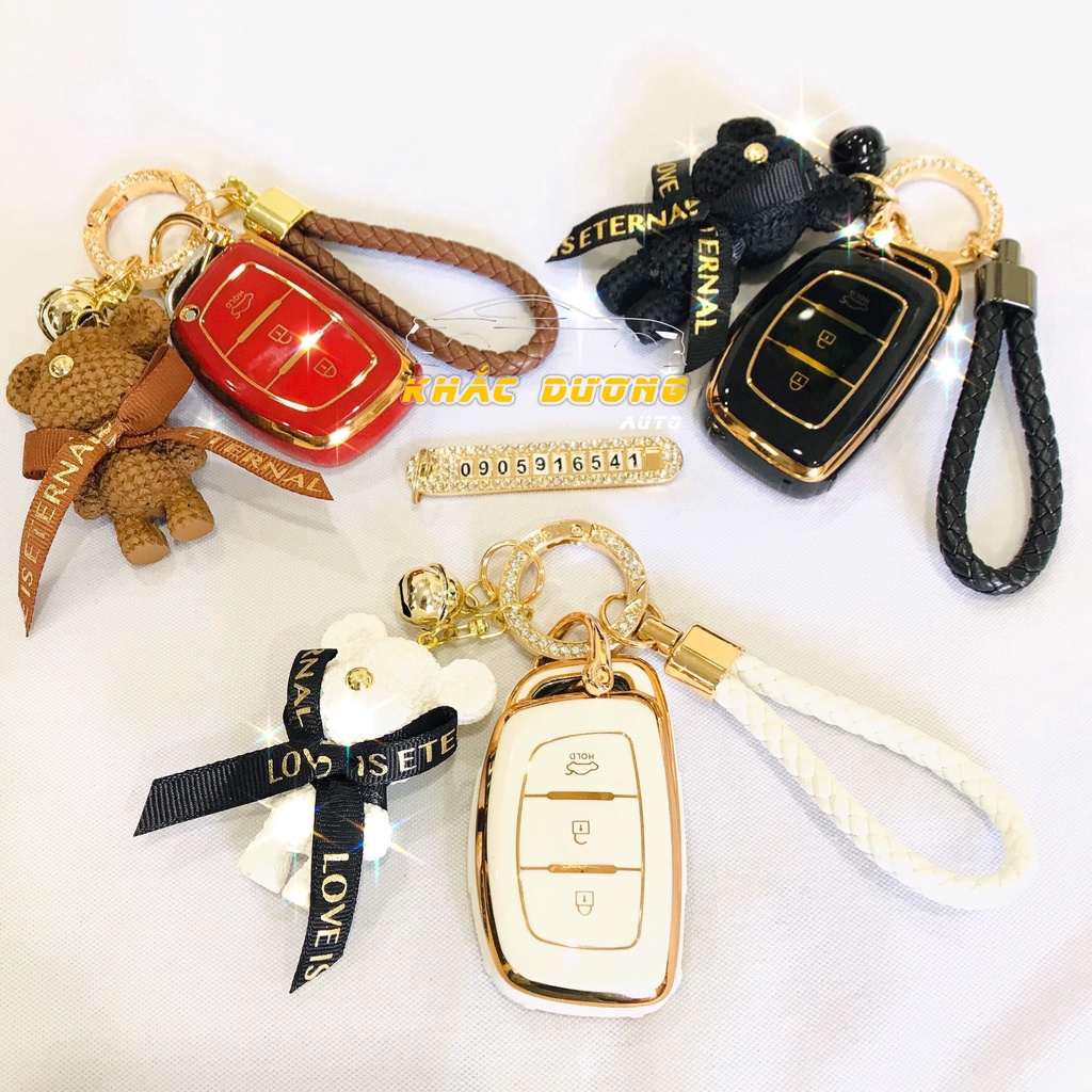 Ốp chìa khoá Hyundai i10 Elantra Tucson TPU đính đá nhân tạo cao cấp sang trọng