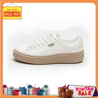 Giày thể thao sneaker trắng đế nâu full box - Giày thể thao unisex đủ size P.U..MA