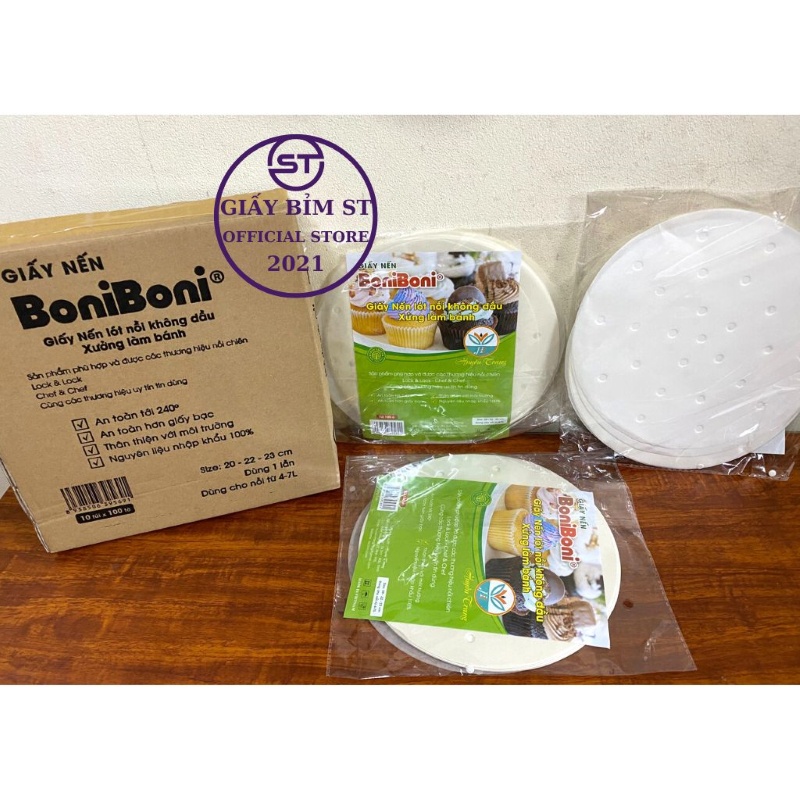 Giấy nến, giấy sáp đục lỗ lót nồi chiên không dầu 100 tờ, lót bánh bao, nướng bánh, chống dính