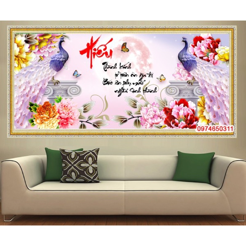 Tranh Thêu-Tranh Đính Đá Chữ Hiếu Lv278,Lv3205