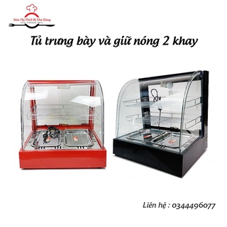 Tủ trưng bày và giữ nóng gà rán KFC, khoai tây đa năng - Loại 2 tầng 2 khay BẢO HÀNH dài hạn