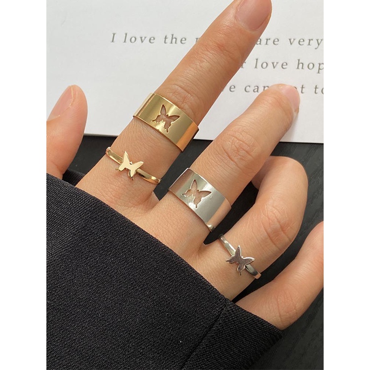 Set 2 Nhẫn Hình Bướm Thời Trang Cho Nữ