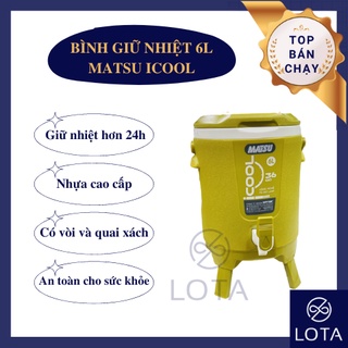 BÌNH NHỰA GIỮ NHIỆT NƯỚC ĐÁ MATSU ICOOL 6L, bình lớn đựng nước, water container, mang theo du lịch.
