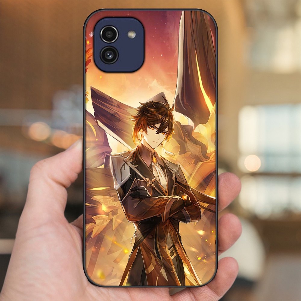 Ốp lưng Samsung A03 viền đen in hình Zhongli Genshin Impact