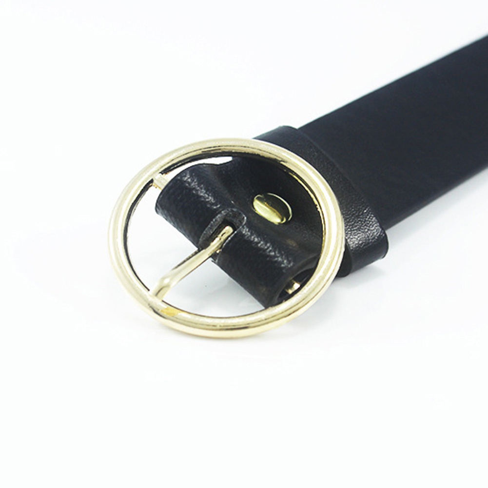 Thắt lưng quần jean giả da khóa chốt bằng kim loại hình tròn thời trang cho nữ