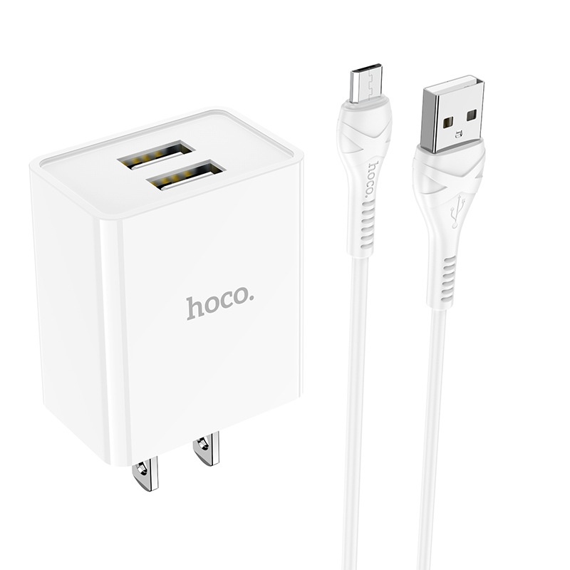 Sạc iphone nhanh Hoco C89 sạc nhanh 2.1A với 2 cổng USB, tương thích với dòng iPhone/iPad, Android dây dài 1m