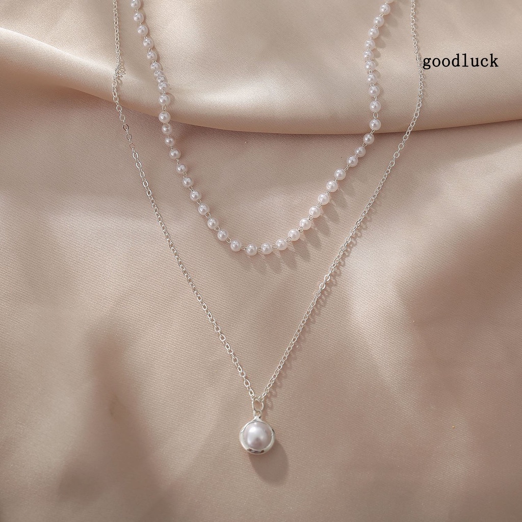 Vòng cổ Hai Lớp Hợp Kim Đính Ngọc Trai Giả Thanh Lịch Dành Cho Nữ