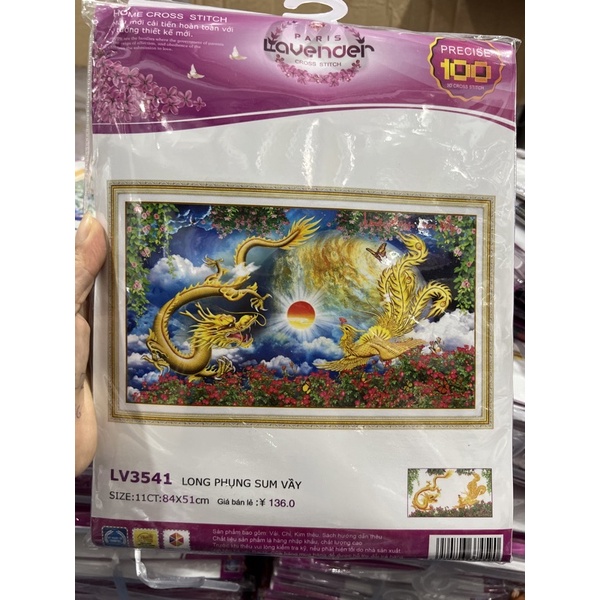 tranh thêu chữ thập Long phụng xum vầy lv3541 (84x51)