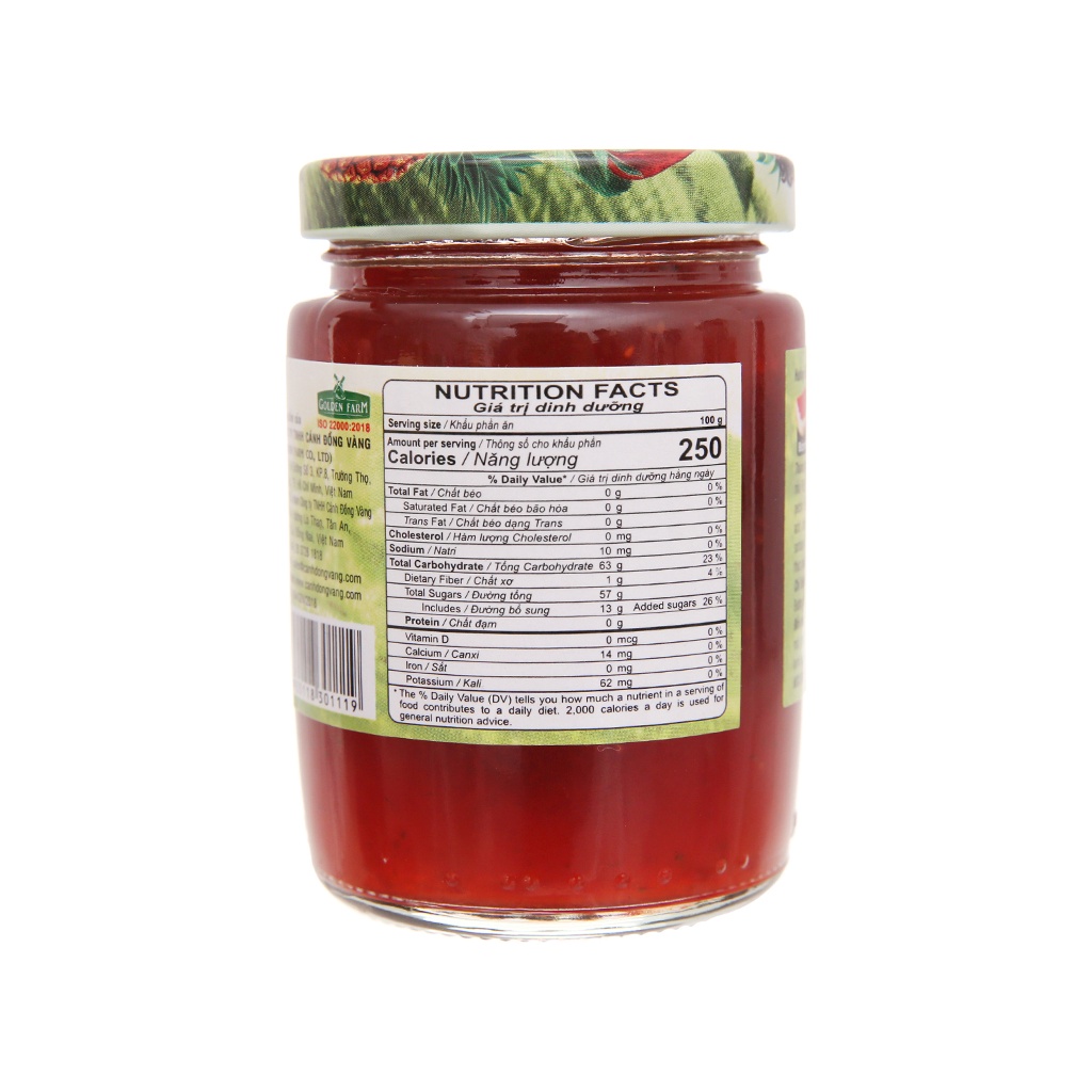 Mứt Dâu Strawberry Preserves GOLDEN FARM 210G - Dùng ăn kèm kem, sinh tố, bánh mì, sandwich, trà nóng