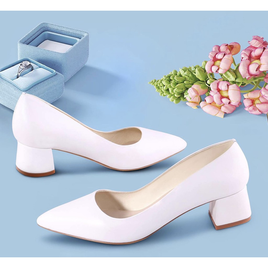 Giày cao gót thời trang nữ mũi nhọn 3cm da mờ_CG043M