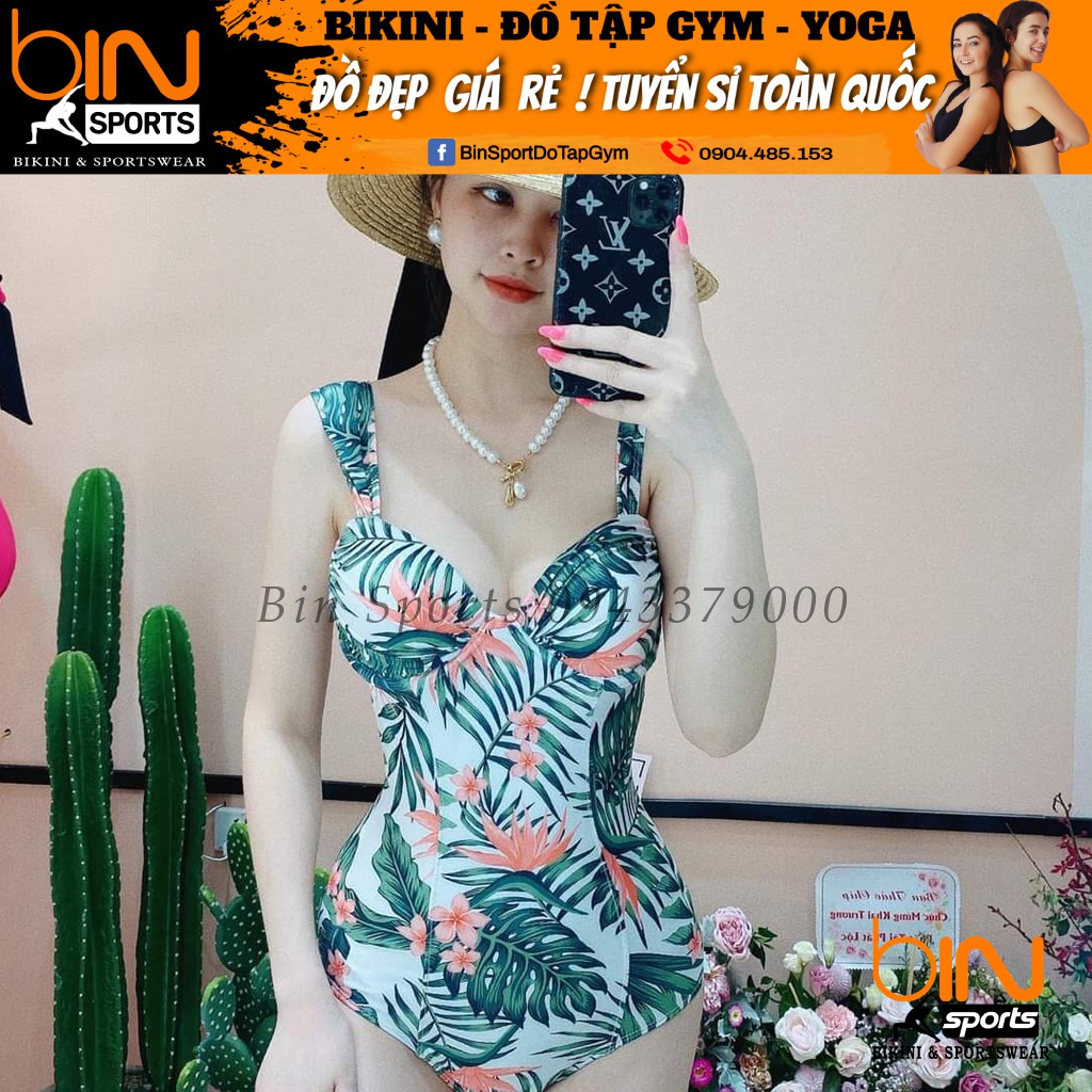 Bikini Nữ 1 Mảnh Liền Thân Body Hoa Lá Freesize Bin Sports BHV099