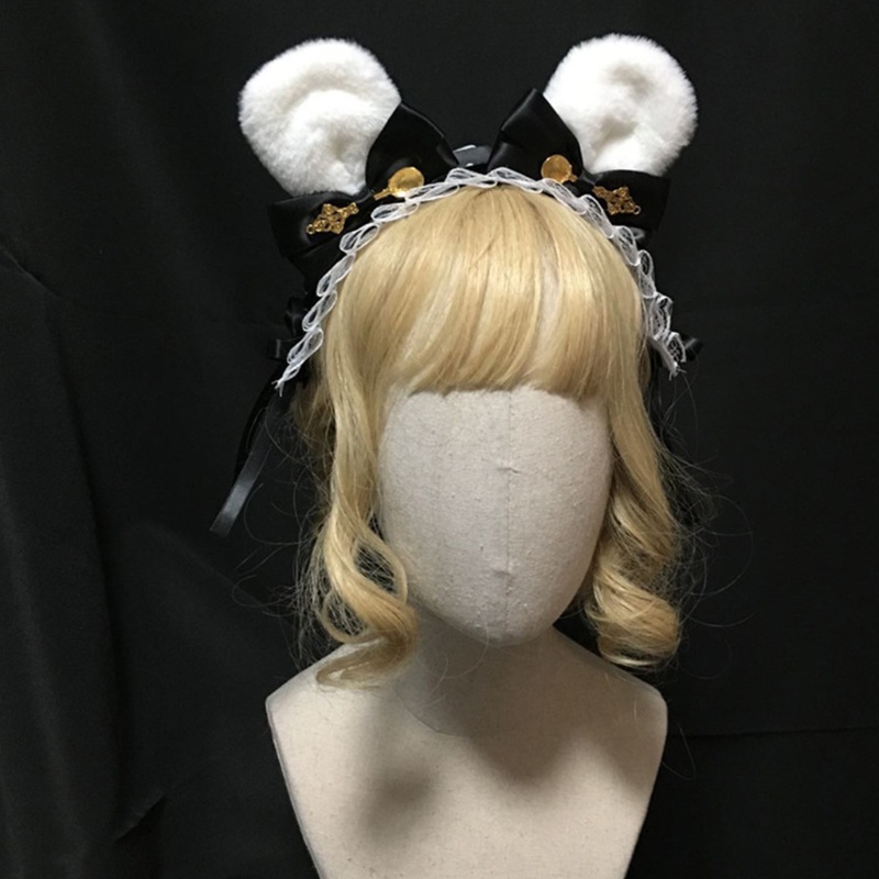 Băng Đô Nơ Tai Thỏ Bằng Vải Satin Phối Ren Dễ Thương Dành Cho Bạn Gái