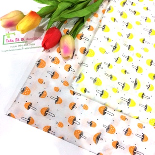 V295🍄 VẢI TWILL HOẠ TIẾT NẤM MAY ĐỒ CHO TRẺ EM, DOLL, OBITSU, DIY, DECOR, HANDMADE, QUILTING, SCRUNCHIES....