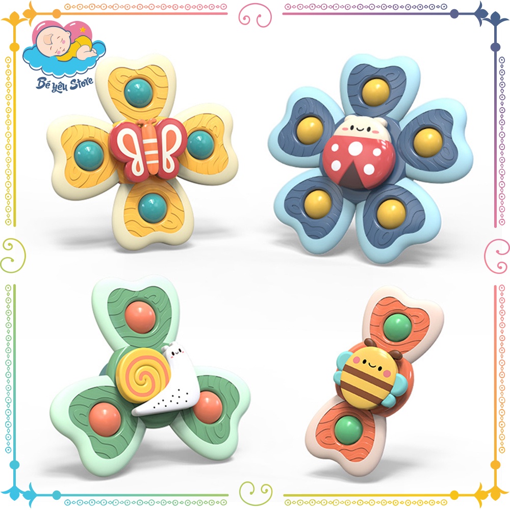 Set 3 đồ chơi con quay spinner hình côn trùng vui nhộn cho bé