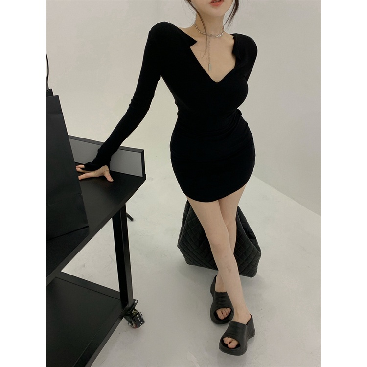 Đầm Dệt Kim Cổ Chữ V Thiết Kế Đơn Giản Quyến Rũ Thời Trang