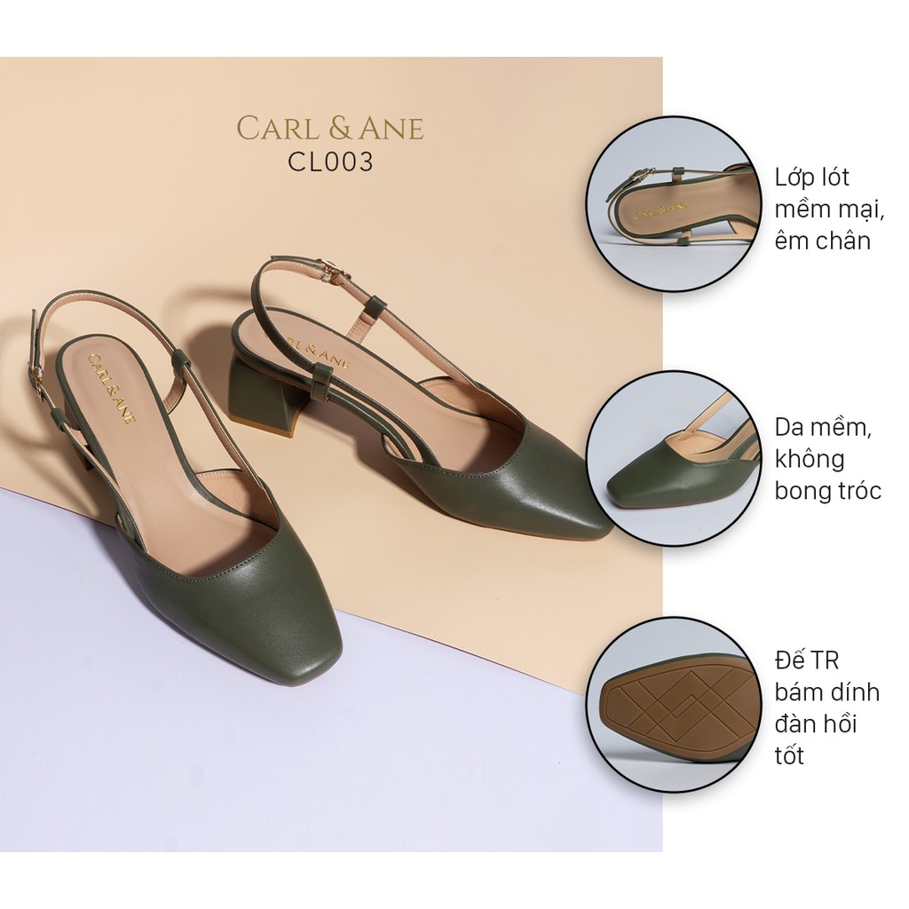 Carl & Ane - Giày cao gót thời trang bít mũi gót vuông phối dây điệu đà cao 5cm màu xanh rêu _ CL003 | BigBuy360 - bigbuy360.vn