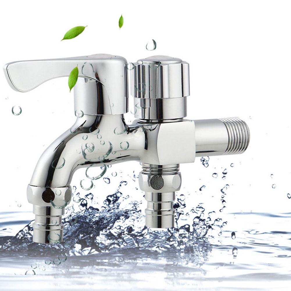 Vòi Nước 2 Đầu Ra Bằng Đồng Dành Cho Máy Giặt / Sân Vườn / Phòng Tắm