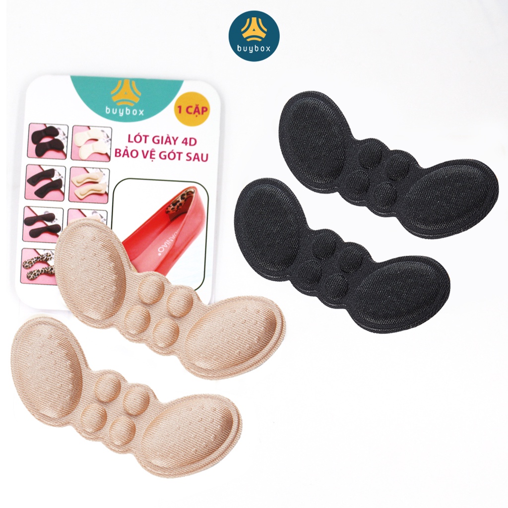 Combo 2 cặp Lót gót giày 4D hình cánh bướm mặt gai silicone chống trầy rách da &amp; chống tuột gót chân - buybox - BBPK70_2