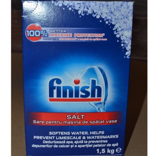Muối rửa chén dùng cho máy rửa chén Finish Salt hộp 1.5kg của Đức - Sale hộp vỏ giấy xấu