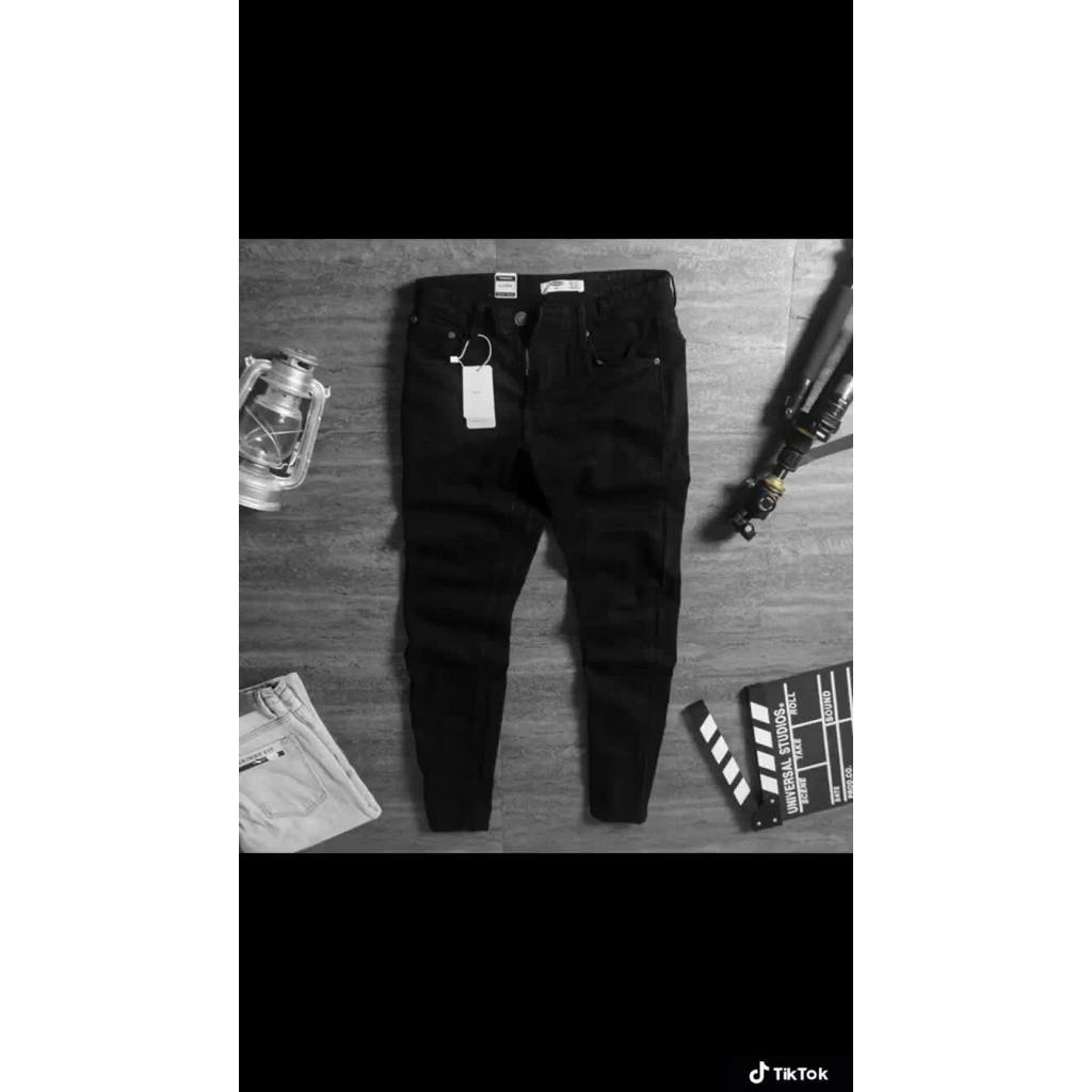 Quần jean nam đen trơn thời thượng chất bò đẹp rách đầu gối co giãn ông suông korea King168 MN05 A0532 | BigBuy360 - bigbuy360.vn