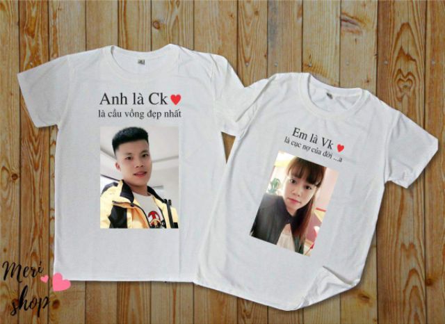 Áo thun cặp tình yêu in ảnh lên áo  +tên  theo yêu CẦU