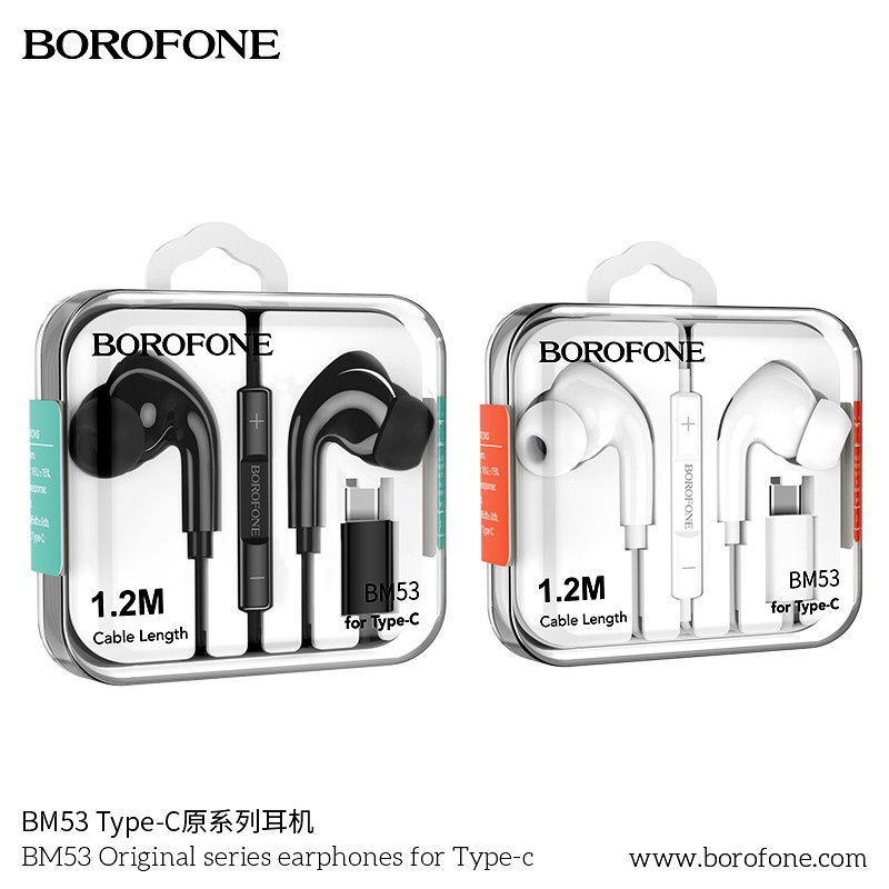 Tai Nghe Dây Borofone BM53 Chính Hãng, Âm Thanh Hay, Bass Ấm Sâu Trầm, Nút Điều Khiển Đa Năng, Đầu Type C.