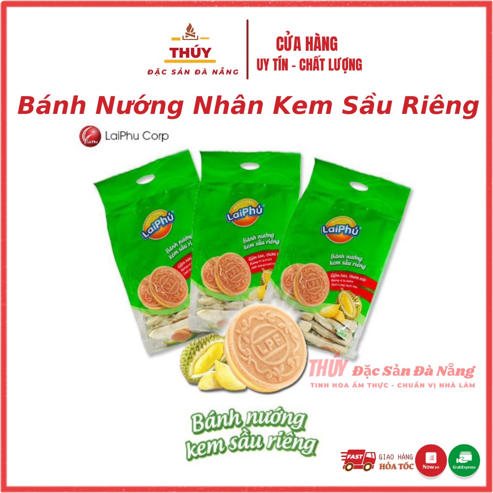 ( Ngon bá cháy): Bánh Nhân Kem Sầu Riêng Lai Phú -  túi 350gr ( zòn béo thơm: ăn không ngon cho trả lại)