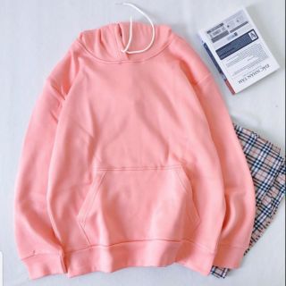 Áo hoodie trơn basic hồng - ẢNH THẬT