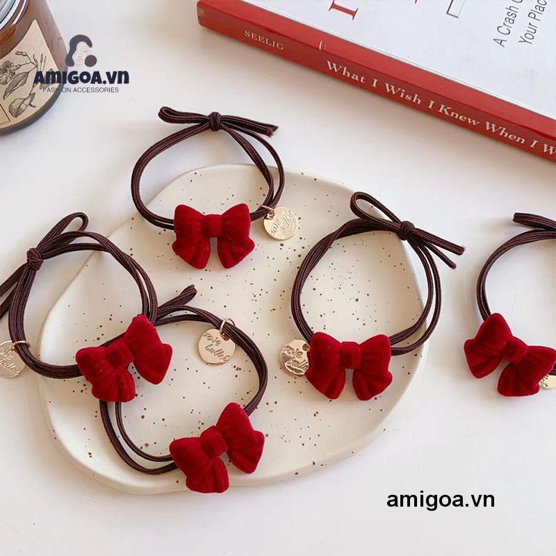 ✨✨Dây Buộc Tóc Da Họa Tiết Bướm Phong Cách Retro Đơn Giản Cho Nữ