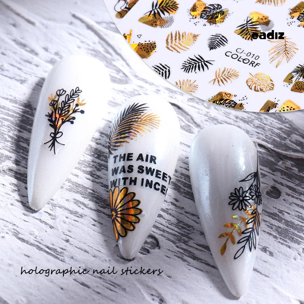 Miếng Dán Trang Trí Móng Tay Hiệu Ứng 3D Siêu Mỏng Họa Tiết Lá Vàng