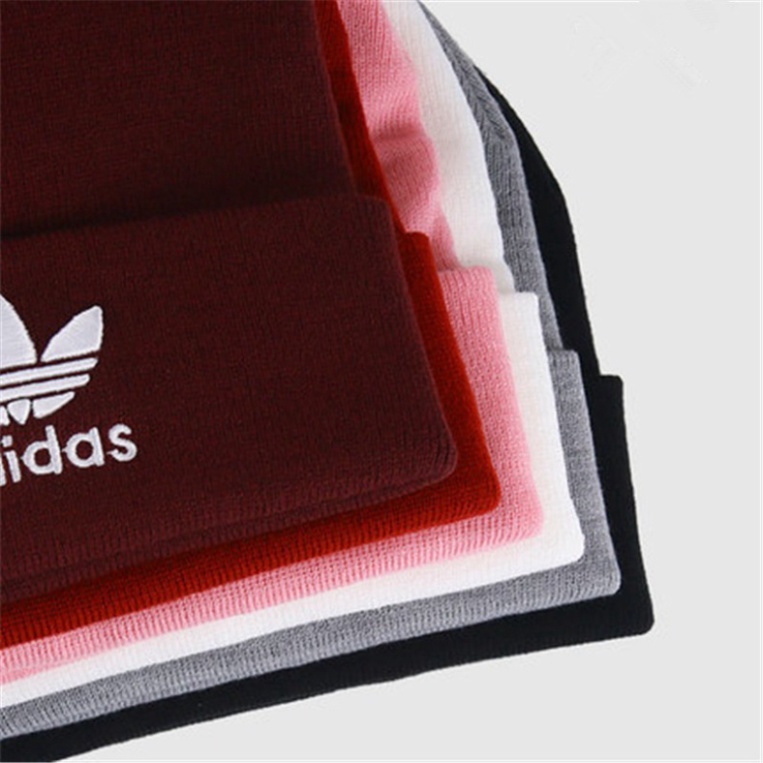 Mũ len dệt kim thêu logo adidas thời trang thu đông cho nam và nữ