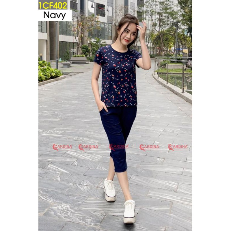 Đồ bộ mặc nhà CARDINA chất Cotton cao cấp áo cộc tay quần ngố kiểu dáng trẻ trung năng động.