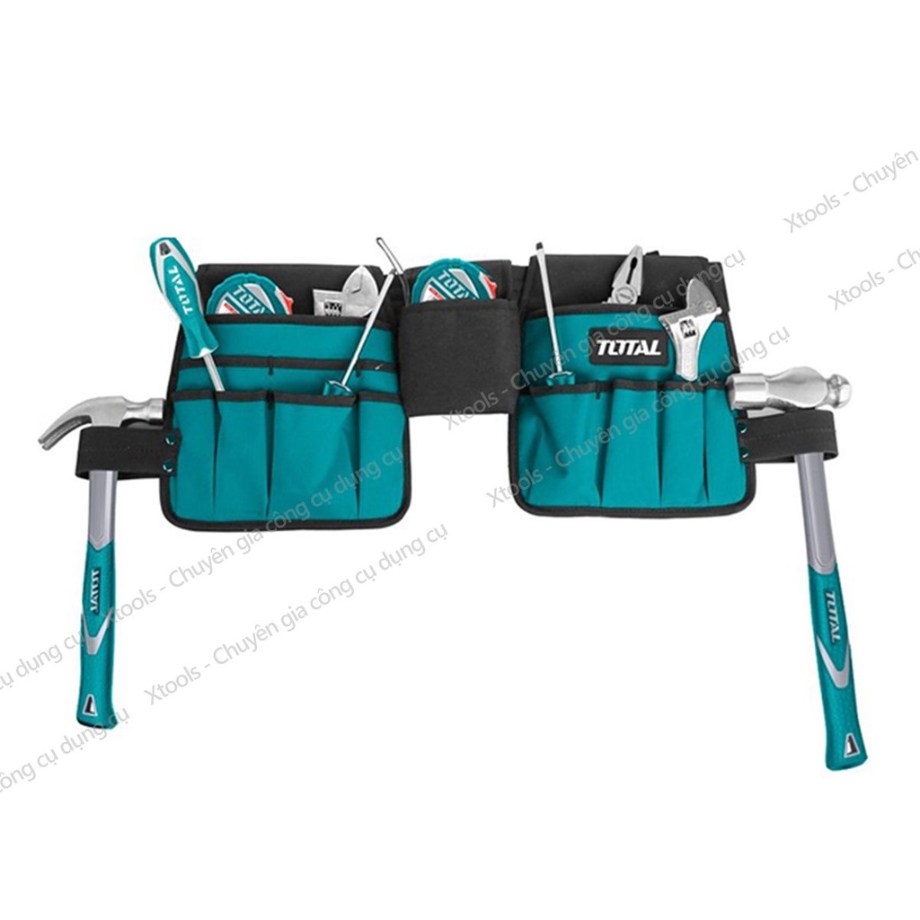 Túi đựng đồ nghề đeo lưng TOTAL THT16P2031 26x23cm, giỏ đựng dụng cụ phụ kiện polyester 600D có khoá cài siêu bền chắc